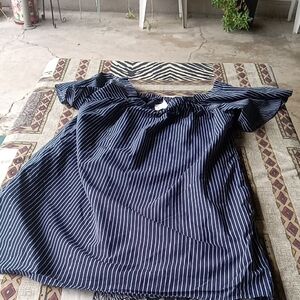Banana Republic Navy and White Striped Dress
